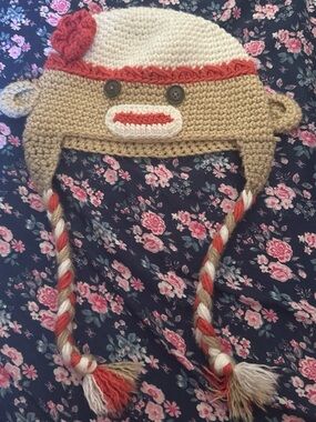Handmade Kids Crochet  Julian’s gf monkey Earflap Hat